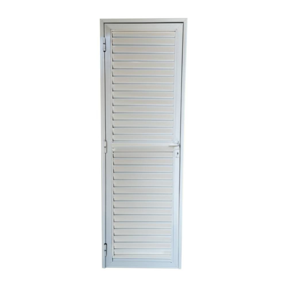 Porta Veneziana Alumínio 80x210cm Esquerda Branco Kazan